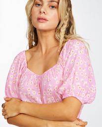 5 Sun City Off-The-Shoulder Crop Top Pink ABJWT00252 Billabong