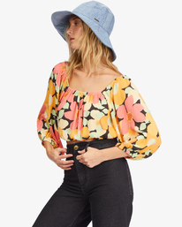 3 Sun City 2 Puff Sleeve Crop Top Multicolor ABJWT00327 Billabong