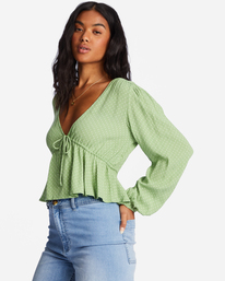 3 Time Goes By Long Sleeve Crop Top Green ABJWT00332 Billabong