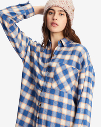 5 Easy Breezy Long Sleeve Button-Up Shirt Blue ABJWT00334 Billabong
