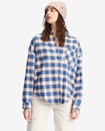 1 Easy Breezy Long Sleeve Button-Up Shirt Blue ABJWT00334 Billabong
