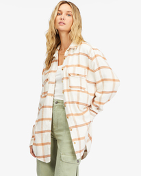 3 So Stoked Long Sleeve Flannel Shirt White ABJWT00361 Billabong