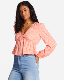 3 Time Goes By Long Sleeve Crop Top Pink ABJWT00374 Billabong