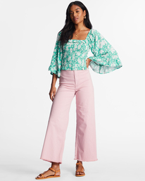1 Be My Babe Bell Sleeve Top Green ABJWT00391 Billabong