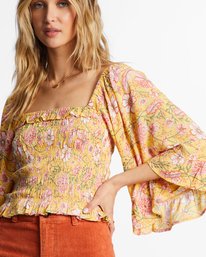 5 Be My Babe Bell Sleeve Top Yellow ABJWT00391 Billabong