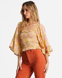 4 Be My Babe - Top met Klokmouwen voor Dames Yellow ABJWT00391 Billabong