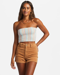 1 Keep It Simple - Smocked Crop Top for Women White ABJWT00410 Billabong