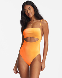 orange cut out one piece swimsuit