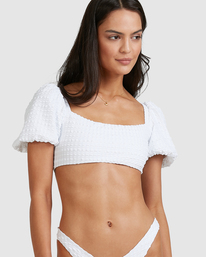 8 Wave Check Puff Sleeve Bikini Top  ABJX300501 Billabong