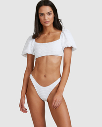 3 Wave Check Puff Sleeve Bikini Top  ABJX300501 Billabong