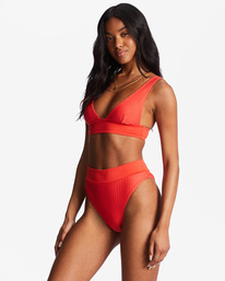 1 Lined Up Remi Plunge Triangle Bikini Top Red ABJX300733 Billabong