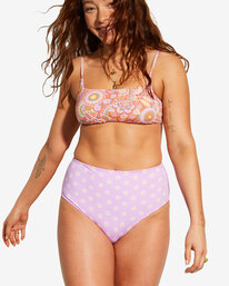 5 Billabong x Smiley Good Times Zoe - Aan twee kanten draagbare Korte Bikinitop voor Dames Multicolor ABJX300755 Billabong