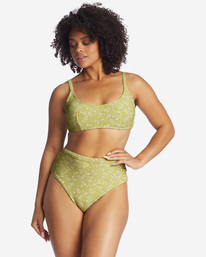 2 Little Whispers High Retro High-Waisted Bikini Bottoms Green ABJX400444 Billabong