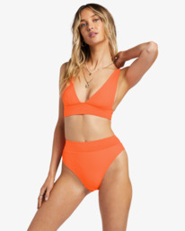 billabong, Lined Up Rise - Bas de bikini pour Femme, POPPIN PEACH (mjl0) Lined Up Rise - Bikini Bottoms for Women ABJX400823