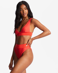 3 Lined Up Rise - Braguita de Bikini para Mujer Rojo ABJX400823 Billabong