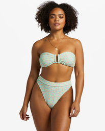 5 I Sea You Tanlines - Mutandina bikini a vita alta da Donna Green ABJX400824 Billabong