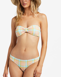 3 Check Please Cocoa Skimpy Bikini Bottoms Multicolor ABJX400829 Billabong