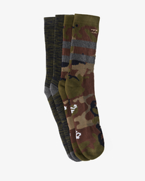1 2-Pack Camo Crew Socks Green ABYAA00173 Billabong