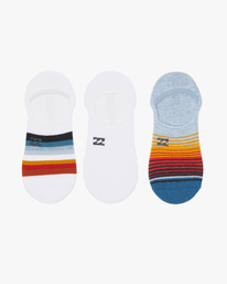 1 3 Pack Faded Stripe No-Show Socks White ABYAA00179 Billabong