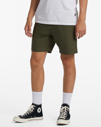 3 A/Div Surftrek Plus Organic Elastic Waist Shorts 19" Green ABYWS00185 Billabong