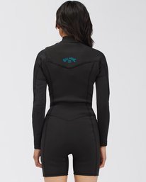 billabong, 2/2mm Synergy - Springsuit Chest Zip manches longues pour Femme, BLACK PALMS (2835) 2/2mm Synergy - Chest Zip Long Sleeve Springsuit for Women C42G55BIP2