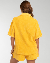 billabong, White Sands - Chemise confortable à manches courtes pour Femme, GOLDEN PEACH (ygf0) White Sands - Short Sleeve Cosy Shirt for Women EBJKT00102