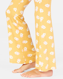 3 Tell Me Elastic Waist Flared Pants Yellow G301PBTE Billabong