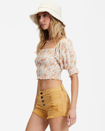 1 Buttoned Up Denim Shorts Yellow J204GBUT Billabong