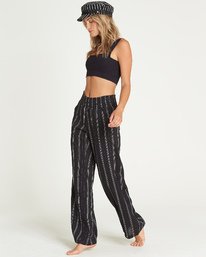 2 New Waves Striped Beach Pants Black J323JNEW Billabong
