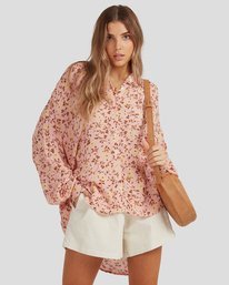 1 Shine On Eco Long Sleeve Blouse Pink UBJWT00121 Billabong
