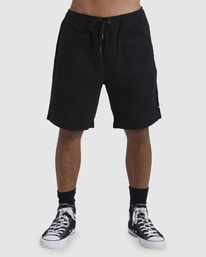 2 Beach Days Layback Twill Elastic Waist Walkshorts 18.5" Black UBYWS00112 Billabong