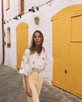 Isa Island - Oversized Short Sleeve Shirt for Women  W3TP03BIP1