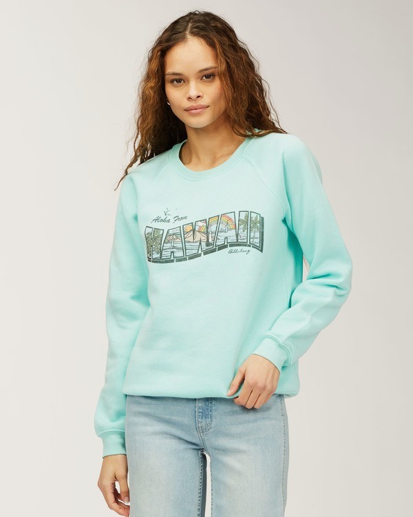 Hawaii Postcard Crew Neck Sweatshirt 828570297909 | Billabong