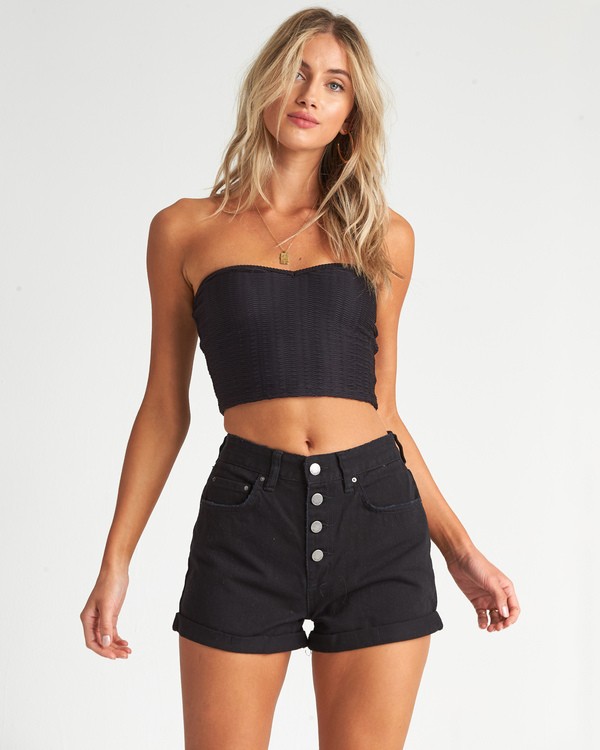 Button Front High Tide Denim Shorts for Women