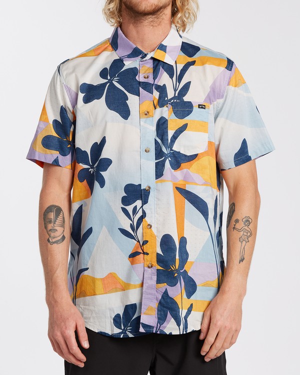 0 Sundays Floral - Short Sleeve Shirt for Men Blue U1SH05BIF0 Billabong