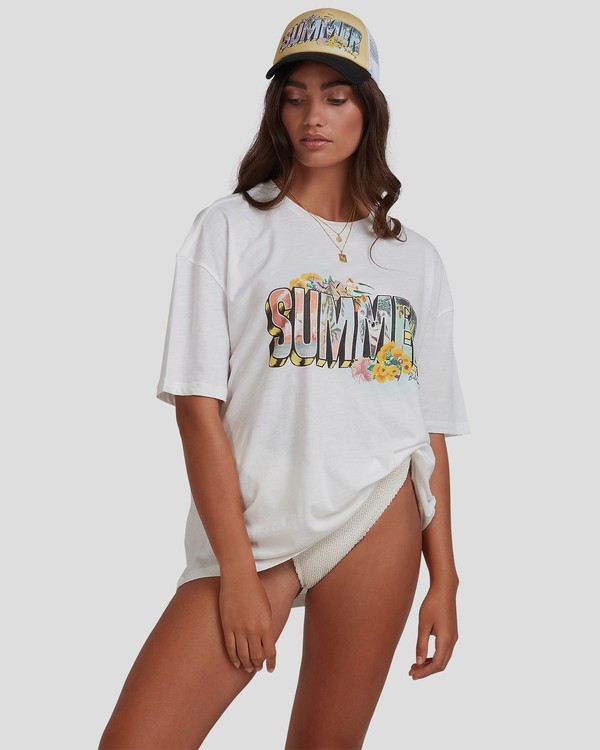 0 Summer - Oversized T-Shirt for Women White W3SS51BIP1 Billabong