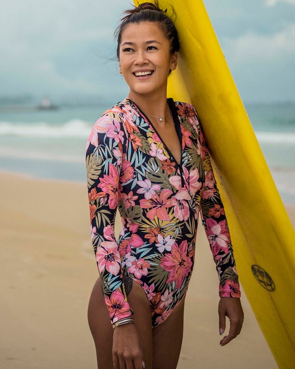 0 Wild Tropic Long Sleeve Swimsuit Black XR04UBWI Billabong