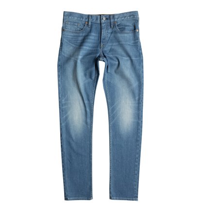 Men's Washed Medium Indigo Bleach Slim 