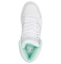 dcshoes, DC Cure Chaussures de skate montantes pour Femme, WHITE/LT GREEN (wlg) DC Cure - High-Top Leather Skate Shoes for Women ADJS700096