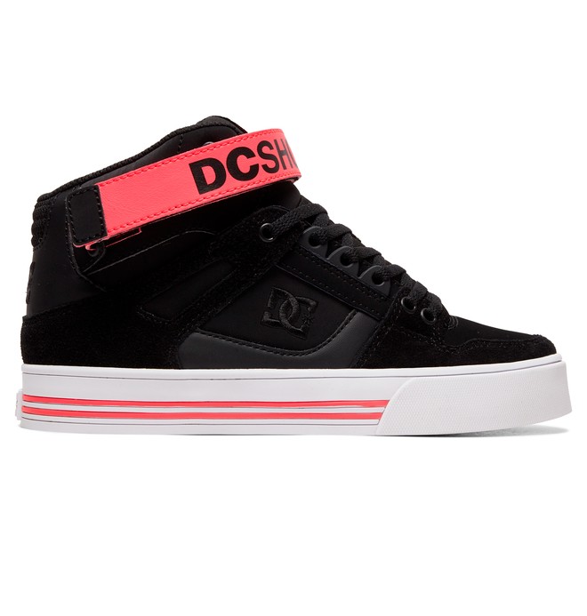 dcshoes, Pure High-Top V High-Top Leather Shoes, BLACK/HOT PINK (bhp) 0 Pure High-Top V High-Top Leather Shoes Black ADJS400012 DC Shoes