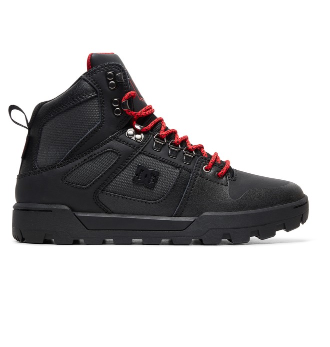 dcshoes, Pure WNT Water Resistant Leather Boots, BLACK/GREY/RED (xksr) 0 Pure WNT Water Resistant Leather Boots Black ADYB100006 DC Shoes