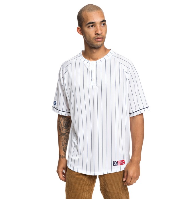 dcshoes, Skate Short Sleeve Baseball Jersey, SNOW WHITE (wbb0) 0 Skate Short Sleeve Baseball Jersey White ADYKT03128 DC Shoes