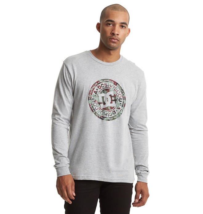 dcshoes, Circle Star Long Sleeve Tee, GREY HEATHER/CAMO (xssc) 0 Circle Star Long Sleeve Tee Grey ADYZT04597 DC Shoes