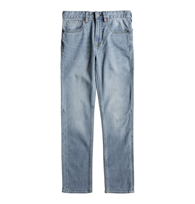 dcshoes, Worker Light Indigo Bleach - Slim Fit Jeans for Boys 8-16, LIGHT INDIGO BLEACH (bfgw) 0 Worker Light Indigo Bleach - Slim Fit Jeans for Boys 8-16 Blue EDBDP03043 DC Shoes