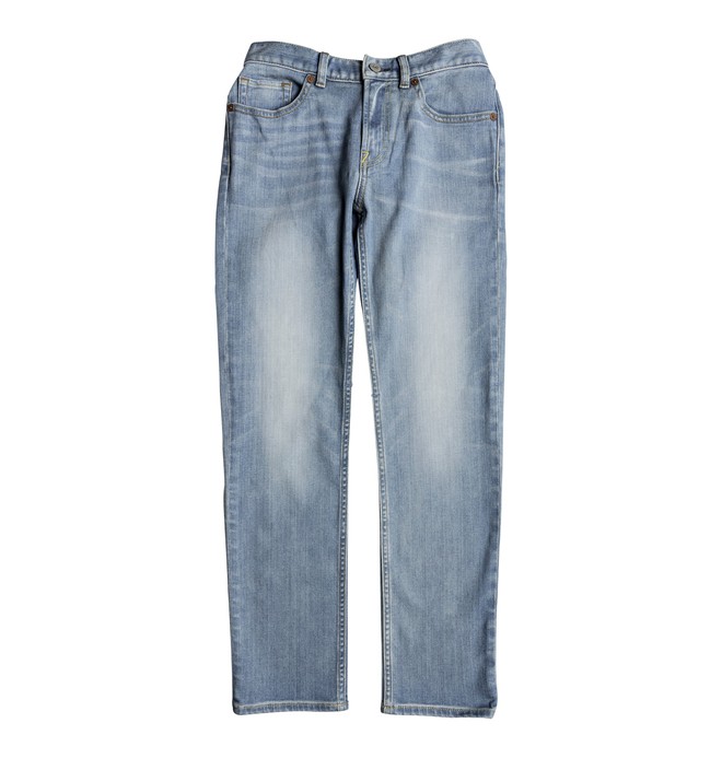 dcshoes, Worker Light Indigo Blue - Straight Fit Jeans for Boys 8-16, LIGHT INDIGO BLEACH (bfgw) 0 Worker Light Indigo Blue - Straight Fit Jeans for Boys 8-16 Blue EDBDP03046 DC Shoes