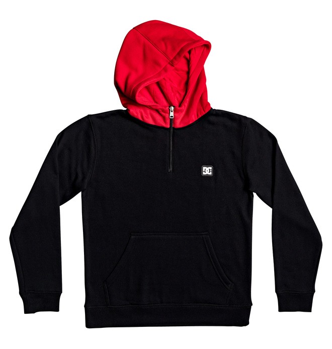 dcshoes, Rebel Half-Zip Hoodie, BLACK/RACING RED (xkkr) 0 Rebel Half-Zip Hoodie Black EDBFT03162 DC Shoes