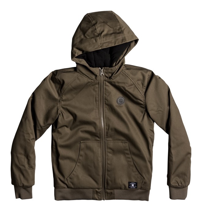 dcshoes, Ellis - Hooded Water-Resistant Jacket for Boys 8-16, TAUPE (tms0) 0 Ellis - Hooded Water-Resistant Jacket for Boys 8-16 Beige EDBJK03022 DC Shoes