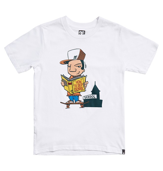 dcshoes, Skip School Tee, SNOW WHITE (wbb0) 0 Skip School Tee EDBZT03364 DC Shoes