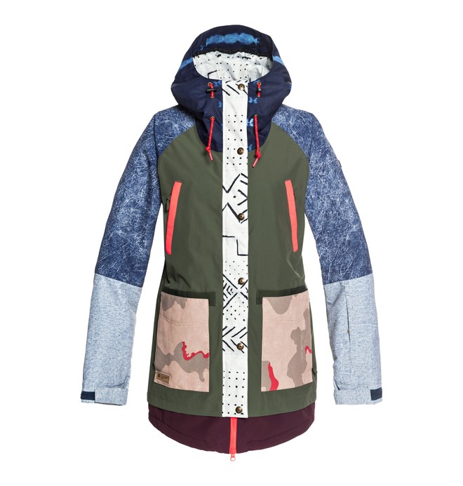 dcshoes, Women's Riji SE Snow Jacket, MULTI REPURPOSE RI (xgbw) 0 Women's Riji SE Snow Jacket Green EDJTJ03033 DC Shoes