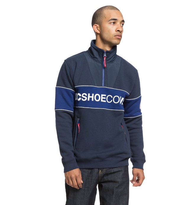 dcshoes, Clewiston Mock Half Zip Mock Neck Sweatshirt, BLACK IRIS (btl0) 0 Clewiston Mock Half Zip Mock Neck Sweatshirt Blue EDYFT03391 DC Shoes